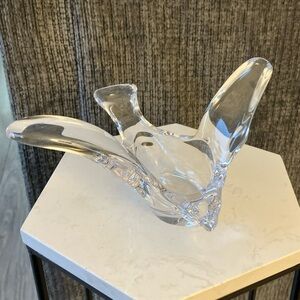 VintageMCM Heavy Clear Glass Flying Bird Figure Candy/Trinket Dish, Pipe Holder